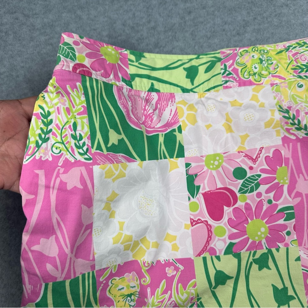 Vintage Lilly Pulitzer Skort Womens SZ 6 Scallop Hem Pink Green Patchwork Floral - Picture 5 of 16